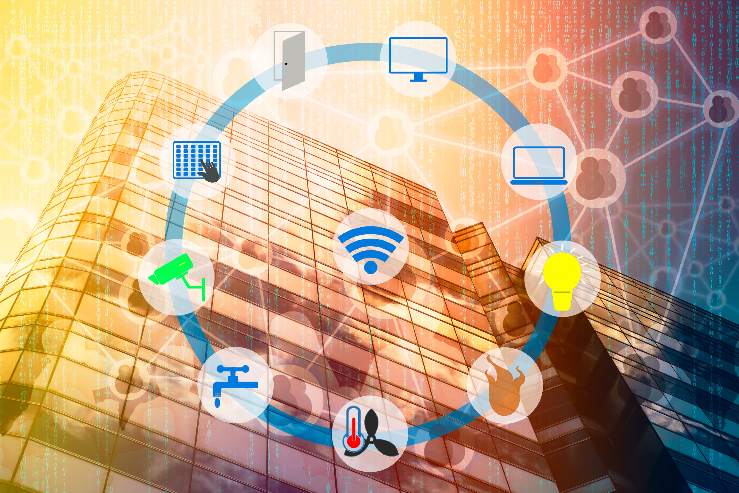 Smart Building and Internet of Things concept. Smart building ma